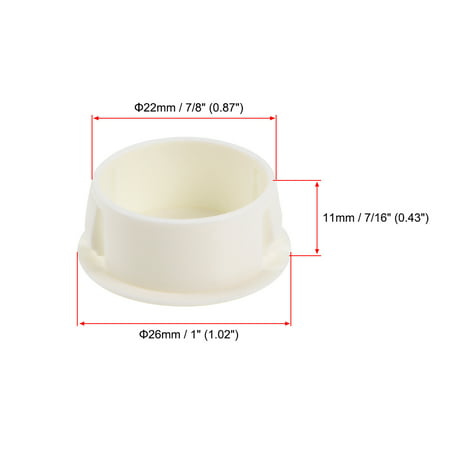 Orifice plugs White plastic 22 mm 7/8 in. Snap fit Locking hole tube lock Discharge type Panel plugs 25 pieces 